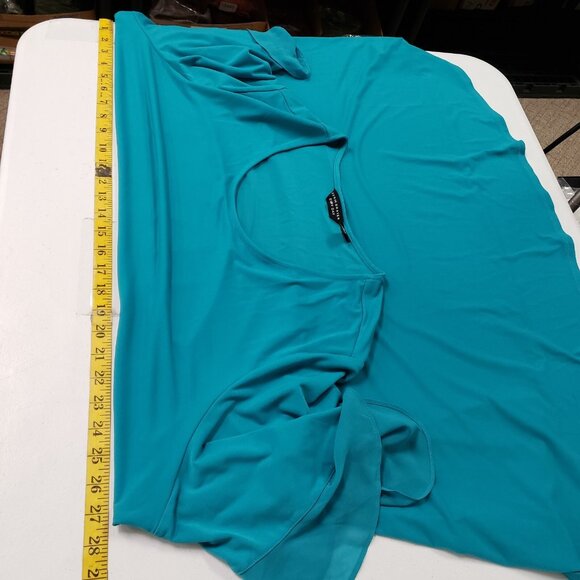 Susan Graver Womens Every Day Liquid Knit Top Size 3X Blue Ruffle Stretch Mature - Picture 12 of 15